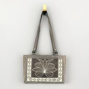 Laga Designs Embroidered Vegan Shoulder Bag Brown/Cream Handmade Ethical
